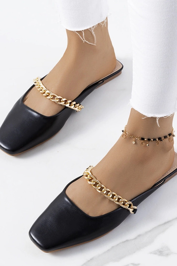 Zwarte elegante slippers, „Baras"