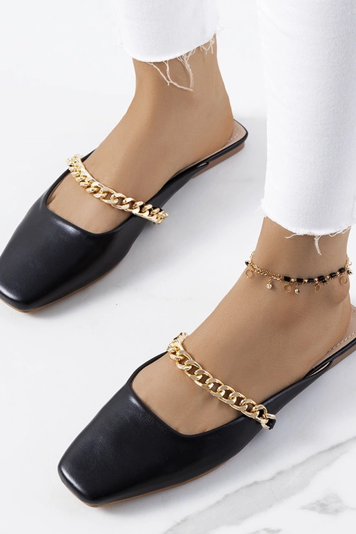 Zwarte elegante slippers, „Baras"