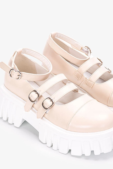 Beige halfhoge schoenen op tractorzool, „Jonell" 2