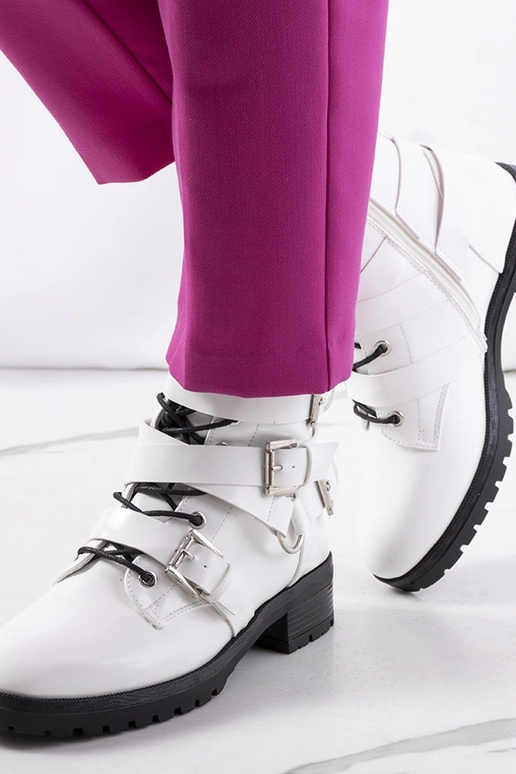 Donsa hvide ankelstøvler