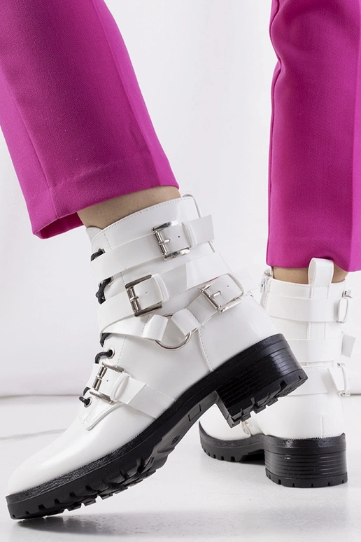 Donsa hvide ankelstøvler