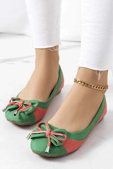 Grøn Eske Bow Ballet Flats