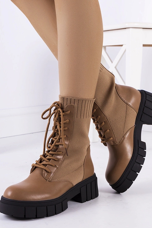 Bruine enkellaarsjes met elastische...