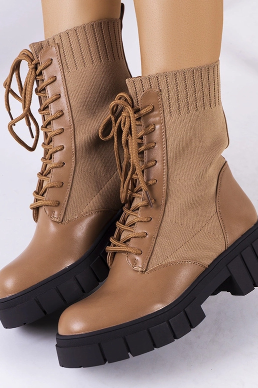 Bruine enkellaarsjes met elastische...