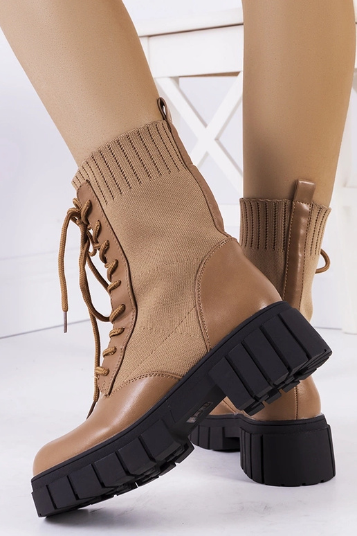 Bruine enkellaarsjes met elastische...