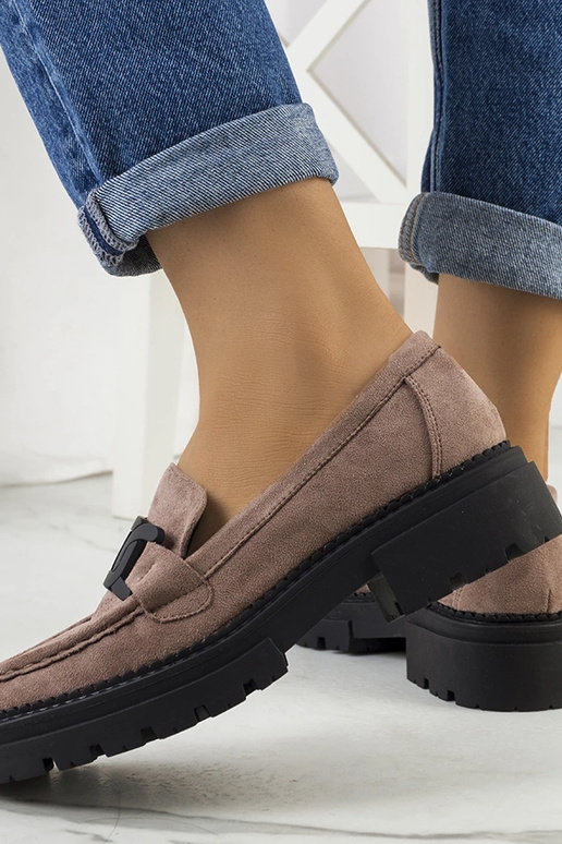 Bruine schoenen van kunstsuède Gabriella