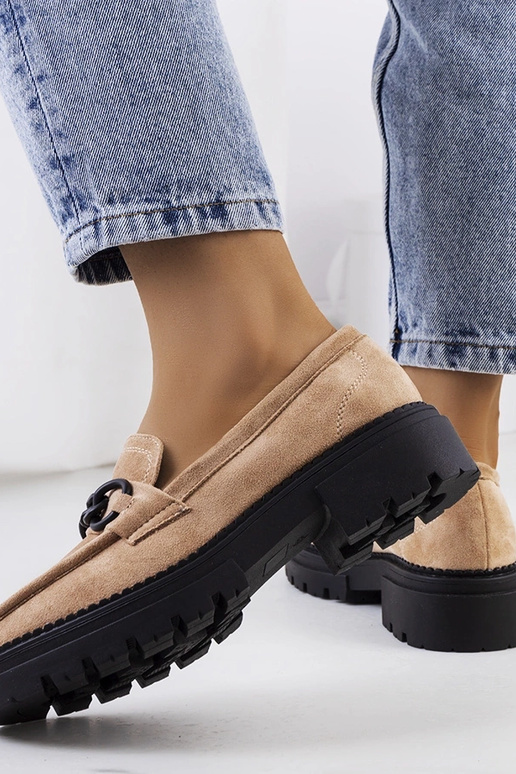 Beige mocassins op tractorzool, „Ermens"