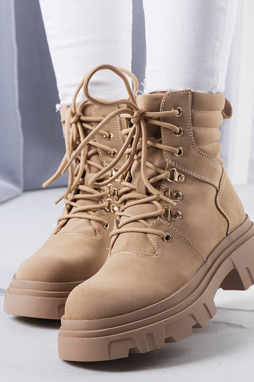 Beige ankelstøvler med massiv Lyric-sål Beige ankelstøvler med massiv Lyric-sål