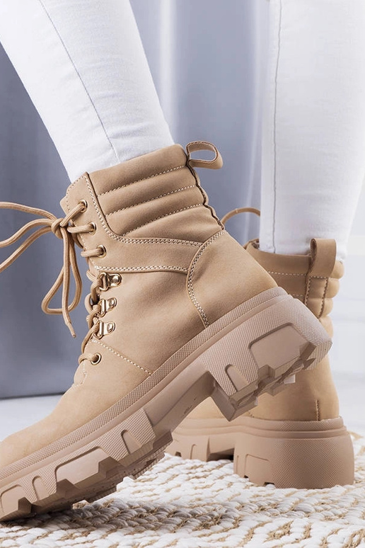 Beige ankelstøvler med massiv Lyric-sål Beige ankelstøvler med massiv Lyric-sål