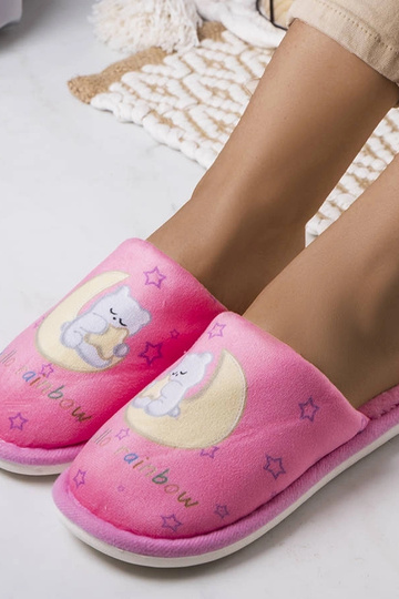Rainbow moon pink bløde hjemmesko