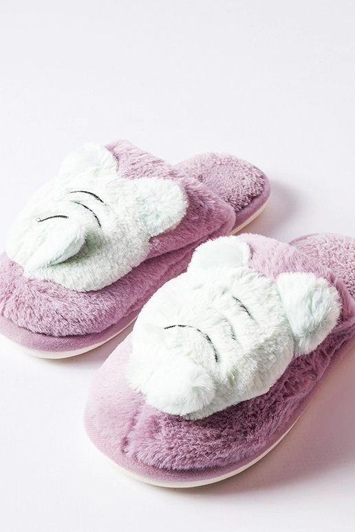 Bee's lilla og grønne bløde hjemmesko