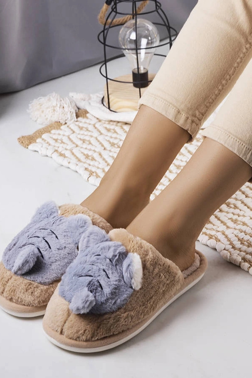 Beige og grå bløde Bee hjemmesko