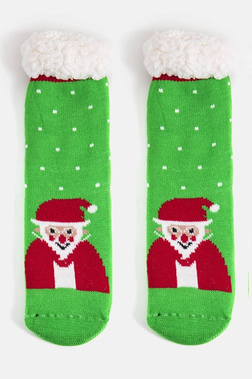 Groene winter sokken met de Kerstman, „Challi"