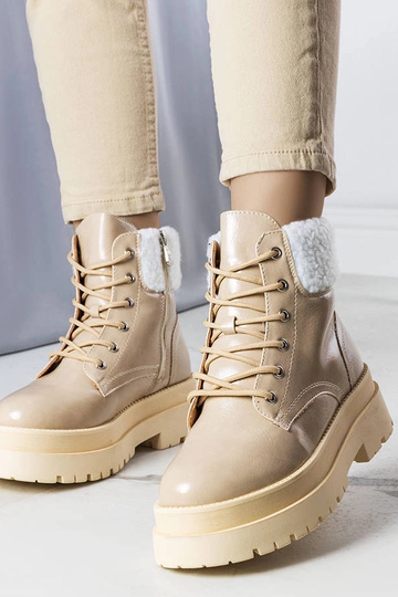Beige winterlaarzen met bont, „Bryas"
