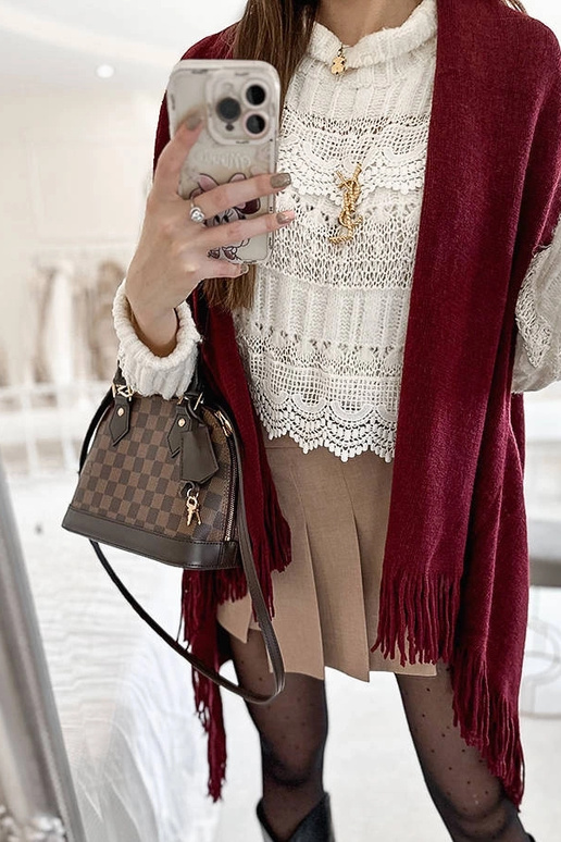 Bourgogne frynser sjal juni