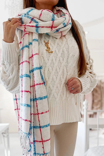 Rachael hvidt plaid tørklæde 2