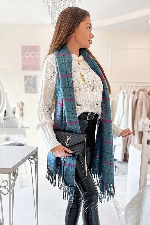 Rachael blå plaid tørklæde Rachael blå plaid tørklæde