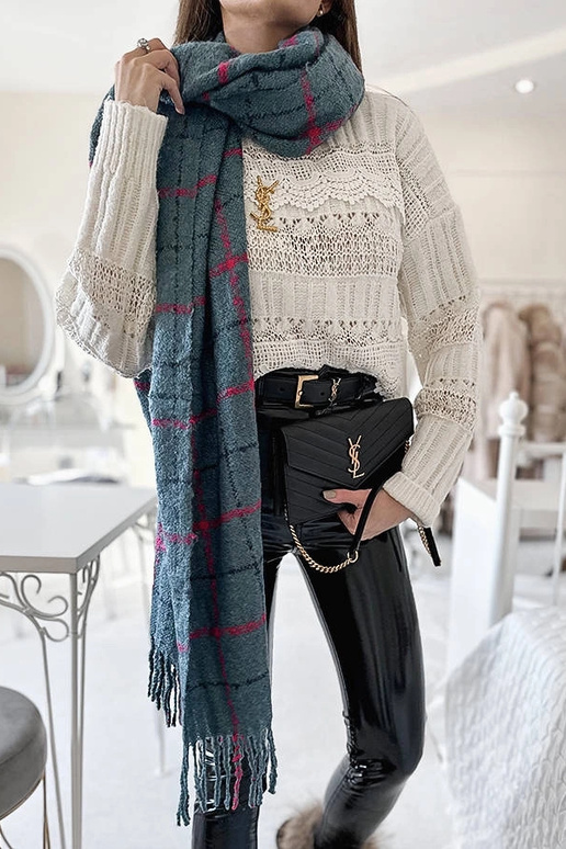 Rachael blå plaid tørklæde Rachael blå plaid tørklæde