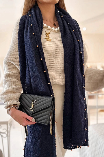 Marineblåt sjal med...