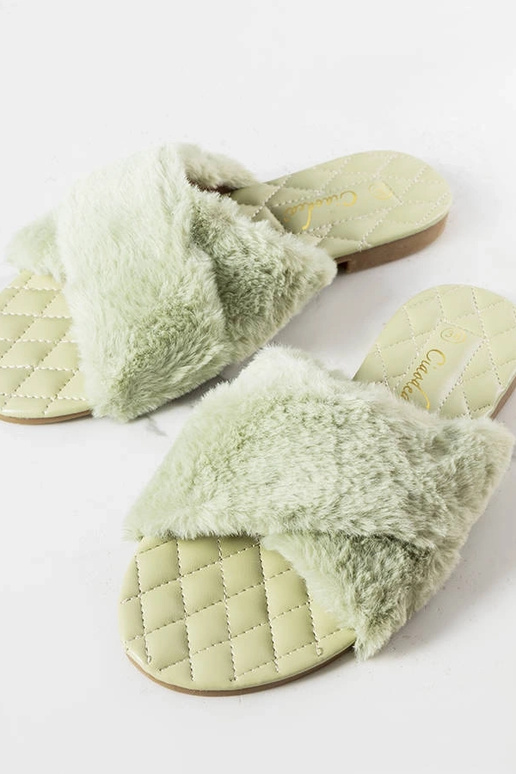 Grønne flip-flops med pels Karsyn