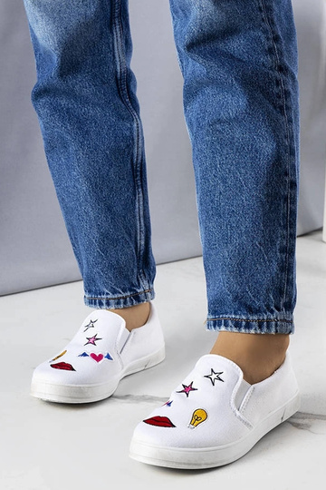 Sneakers i hvidt stof med...