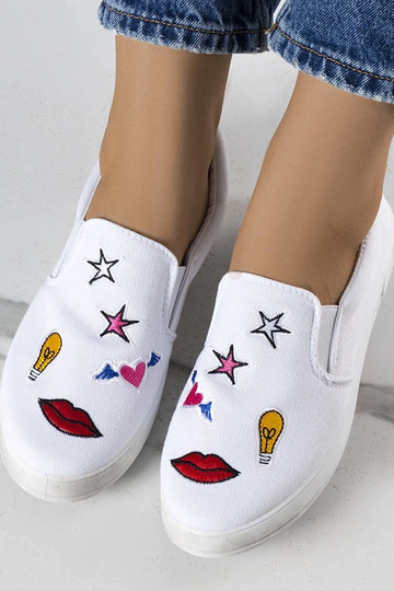 Sneakers i hvidt stof med Anais-lapper 2