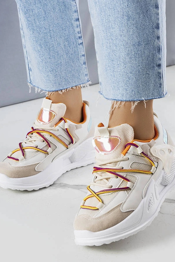 Traci beige sneakers i blandet materiale