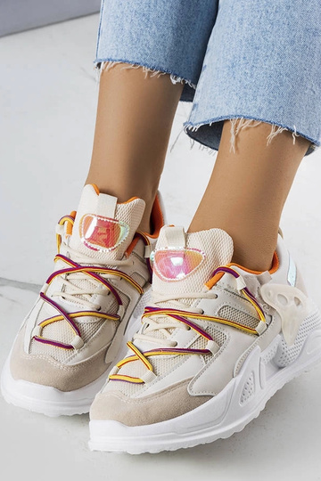 Traci beige sneakers i blandet materiale 2