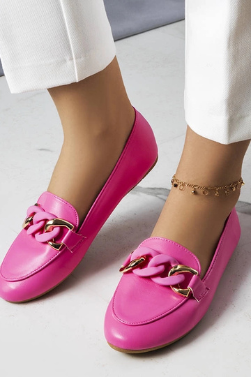 Mamie Pink Chain Moccasins