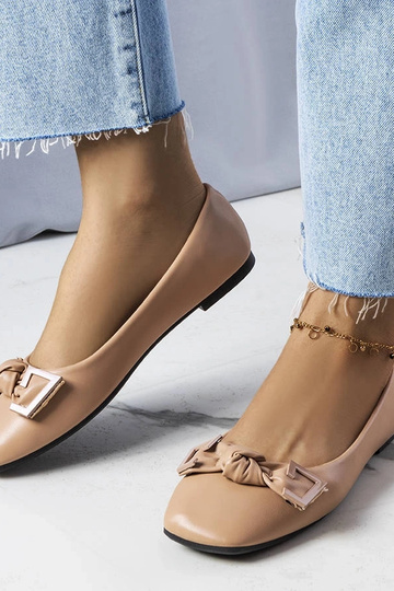 Beige balletlejligheder med sløjfe Tabitha