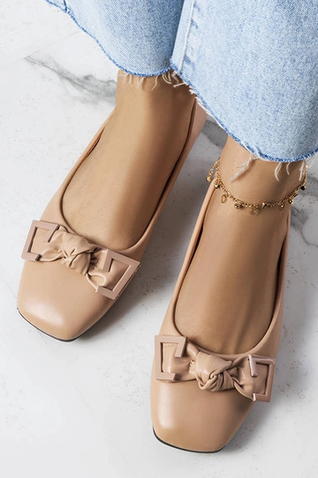 Beige balletlejligheder med sløjfe Tabitha 2