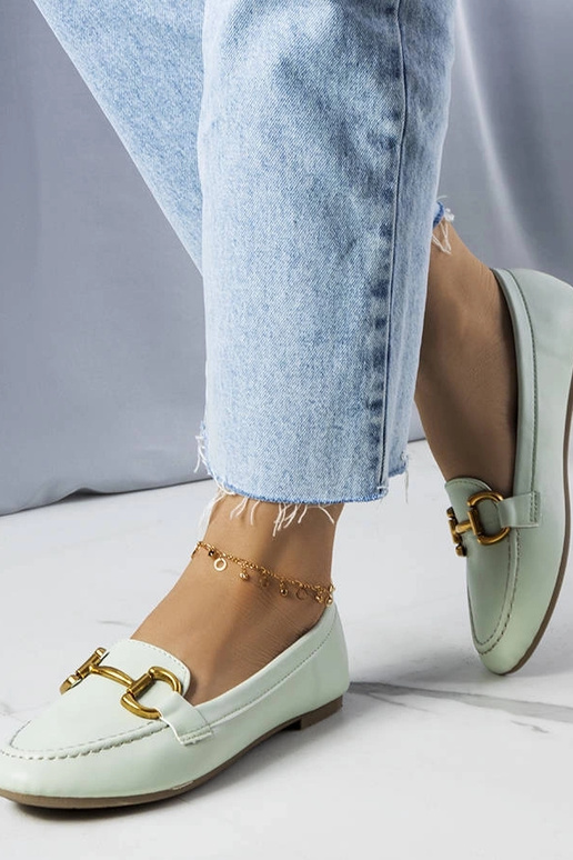 Grønne loafers med gulddekoration Regina Grønne loafers med gulddekoration Regina