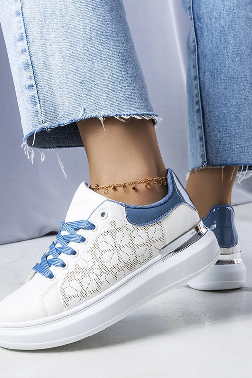 Erins hvide og blå perforerede sko Erins hvide og blå perforerede sko
