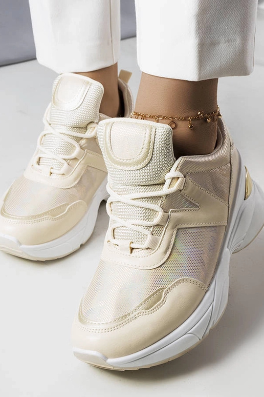 Beige sneakers med metalliske indlæg... Beige sneakers med metalliske indlæg...