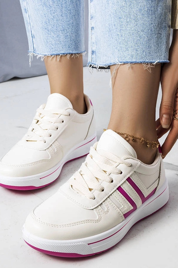 Creme sneakers med lyserøde indlæg Olympia