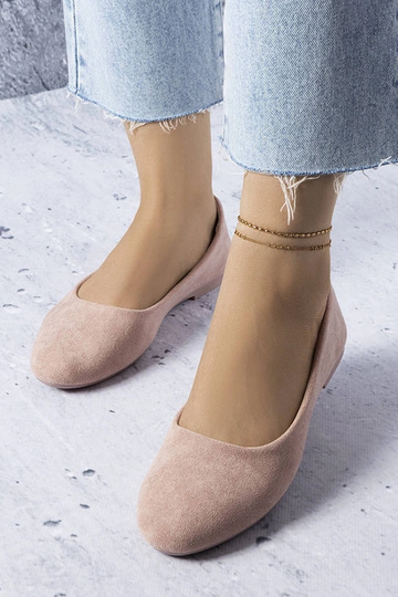 Pink ballerinaer med læder...