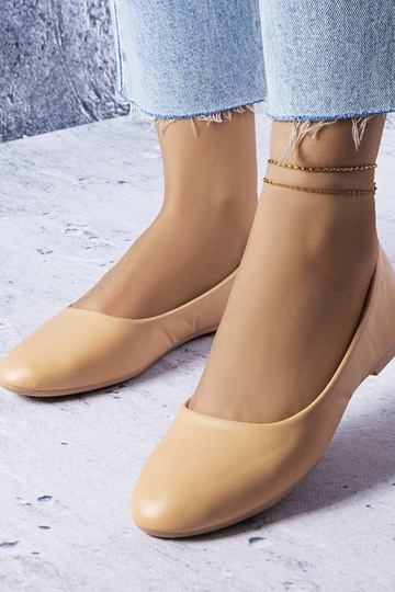 Beige ballerinaer med læder indersål Truchon