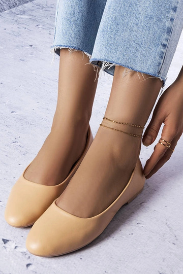 Beige ballerinaer med læder... 2