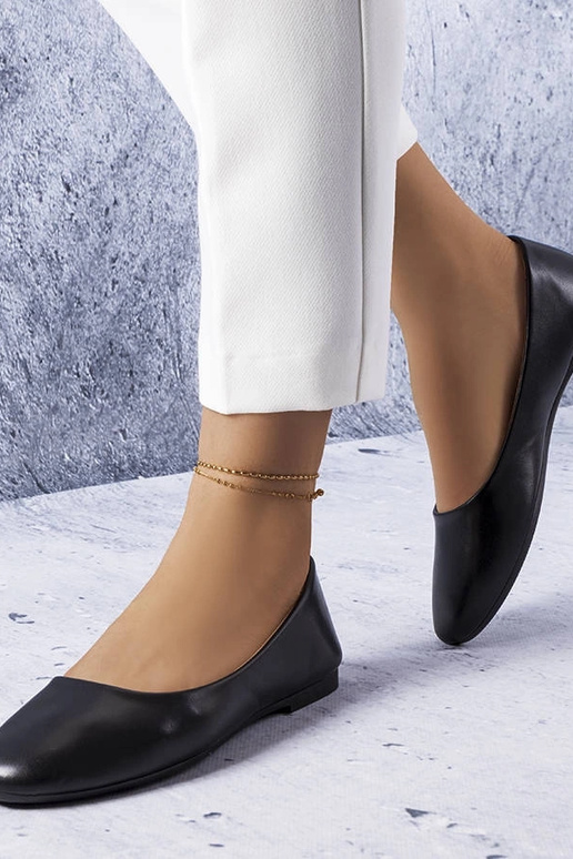 Sorte ballerinaer med læder indersål...