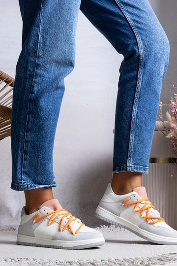 Grå damesneakers, sneakers med snøre, Arcobaleno
