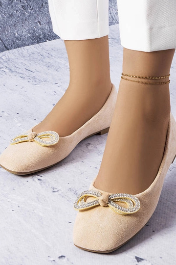 Beige balletlejligheder med sløjfe Gaillou