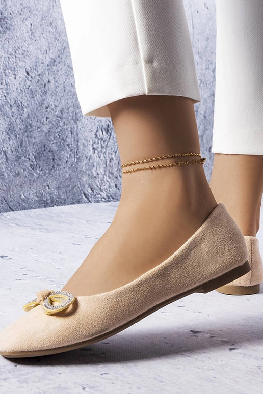 Beige balletlejligheder med sløjfe...