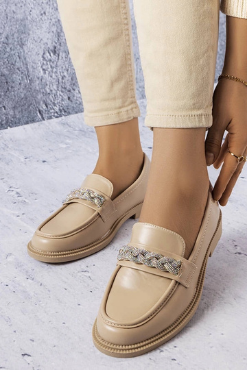 Beige mokkasiner med zirkoner Colette