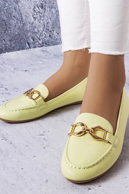 Groene mocassins met gesp, „Sauvé"