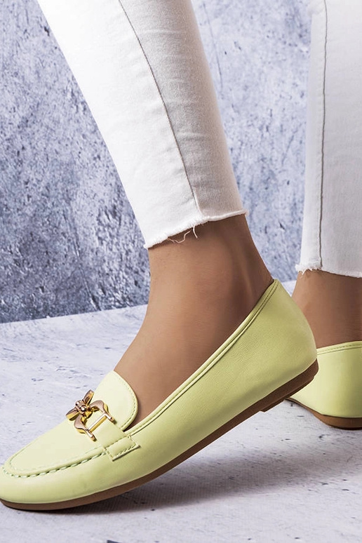 Groene mocassins met gesp, „Sauvé"