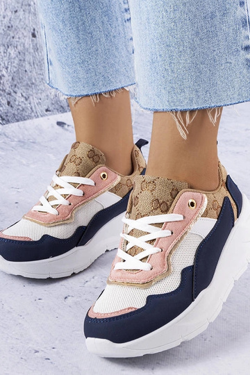 Marineblå sneakers med guldindsatser Lebrun