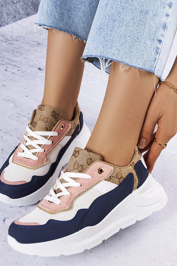 Marineblå sneakers med guldindsatser Lebrun 2