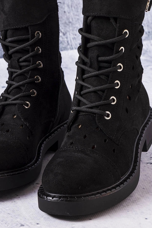 Sorte gennembrudte ankelstøvler Legault