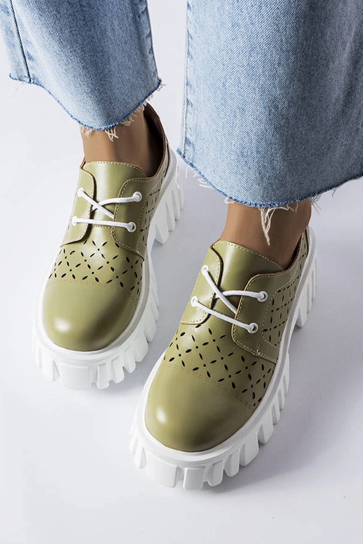 Grønne gennembrudte chunky Camus sko Grønne gennembrudte chunky Camus sko