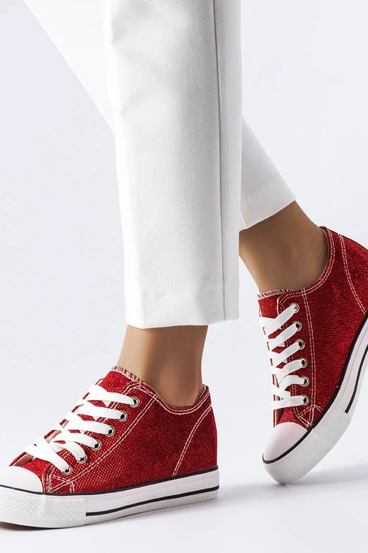 Rød glitter Crete wedge sneakers